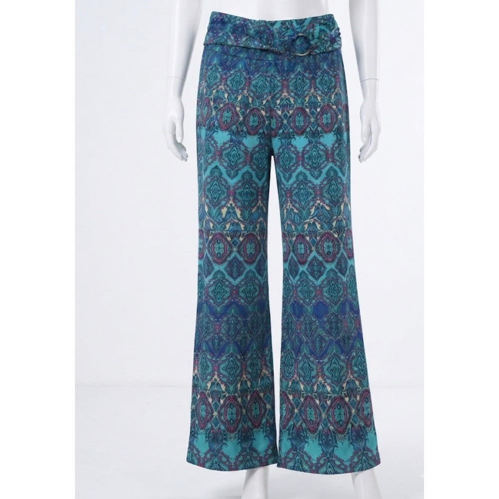 Robert Louis Boho Paisley Wide Leg Pants L Whimsigoth Festival Gypsy Flowy